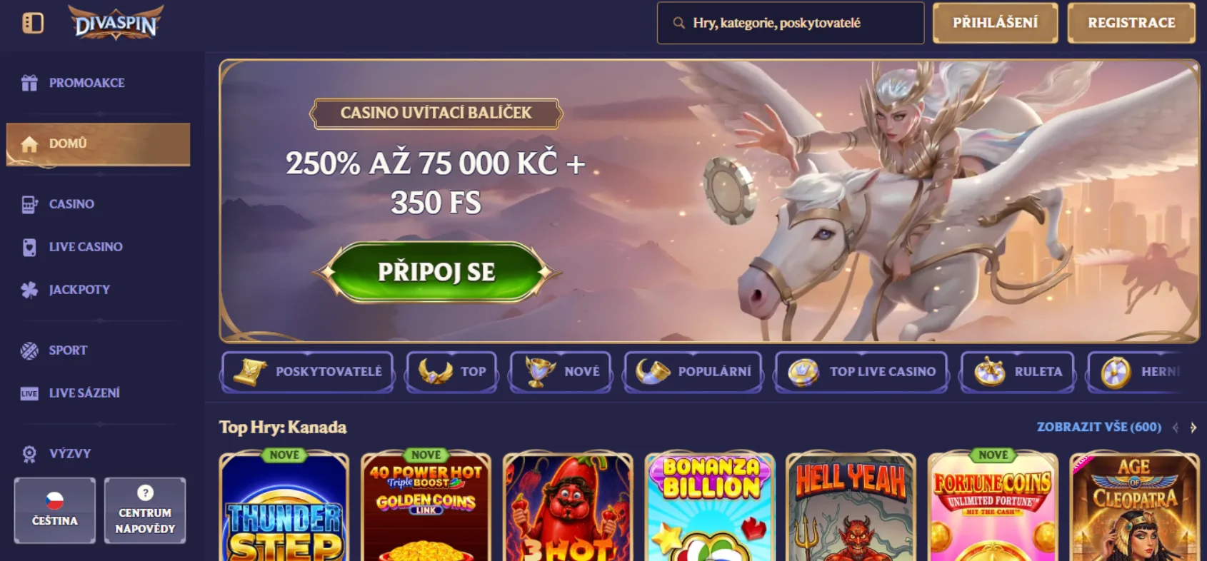 DivaSpin Casino Screen