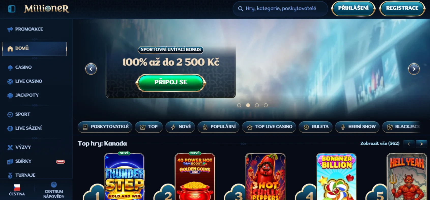 Millioner Casino Screen
